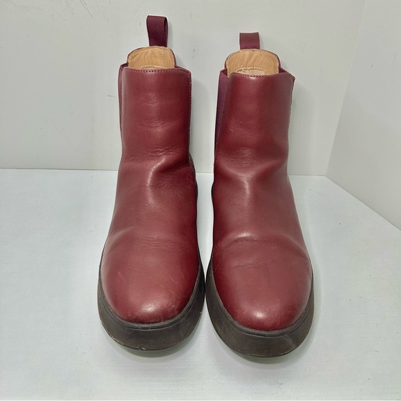 Fitflop F-Mode Plummy Purple Leather Platform Ankle Chelsea Boots Size 10 - Picture 4 of 16